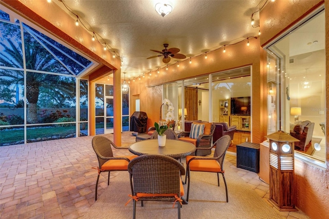 interior space with rail lighting