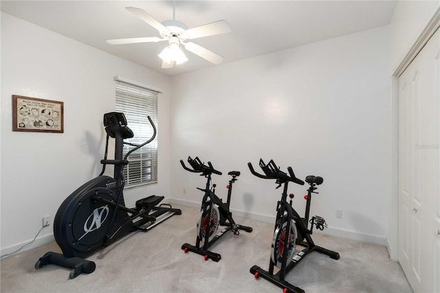 1860 Citron St, Punta Gorda, FL 33980 - workout room with carpet floors, baseboards, and ceiling fan