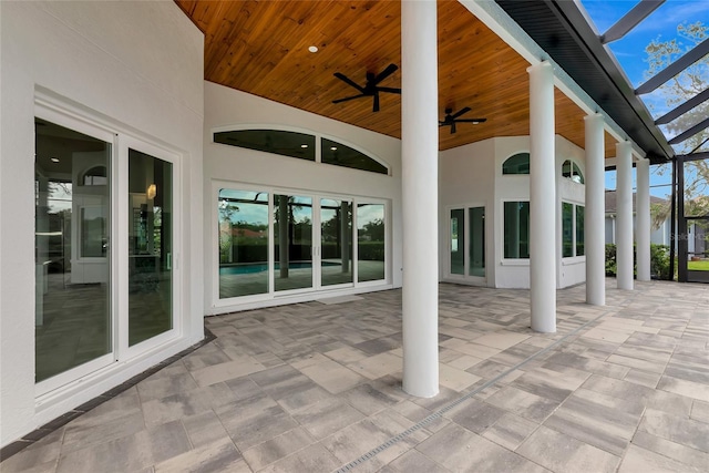 600 Eagle Watch Ln, Osprey, FL 34229 - view of patio with ceiling fan and glass enclosure