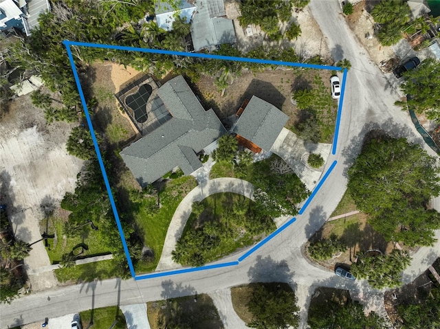 105 Island Cir, Sarasota, FL 34242 - aerial view of property's location featuring property boundaries highlighted