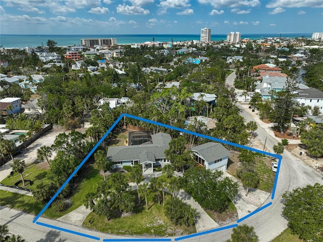 105 Island Cir, Sarasota, FL 34242 - view of property location with property parcel outlined and a large body of water