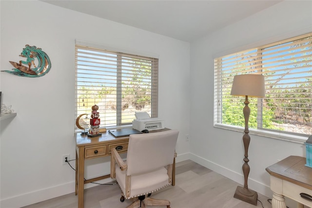 8152 Seashell St, Englewood, FL 34224 - home office featuring baseboards and light wood finished floors