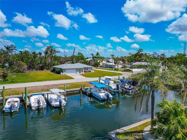 8152 Seashell St, Englewood, FL 34224 - dock featuring a water view and a yard
