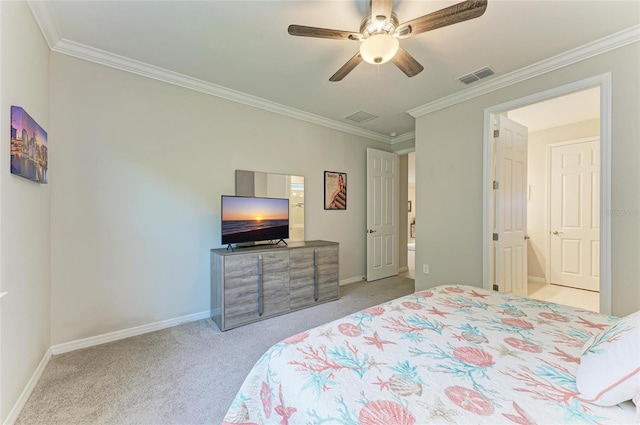 224 Soliera St, Nokomis, FL 34275 - bedroom with ornamental molding, visible vents, baseboards, and carpet floors