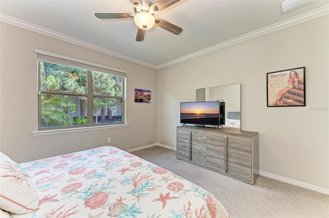224 Soliera St, Nokomis, FL 34275 - bedroom featuring ornamental molding, baseboards, carpet, and visible vents