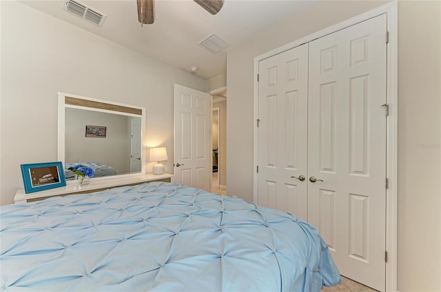 224 Soliera St, Nokomis, FL 34275 - bedroom with visible vents, a ceiling fan, and a closet