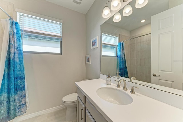 224 Soliera St, Nokomis, FL 34275 - full bathroom featuring toilet, curtained shower, vanity, and baseboards