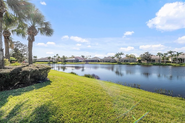 view of water feature with a residential view