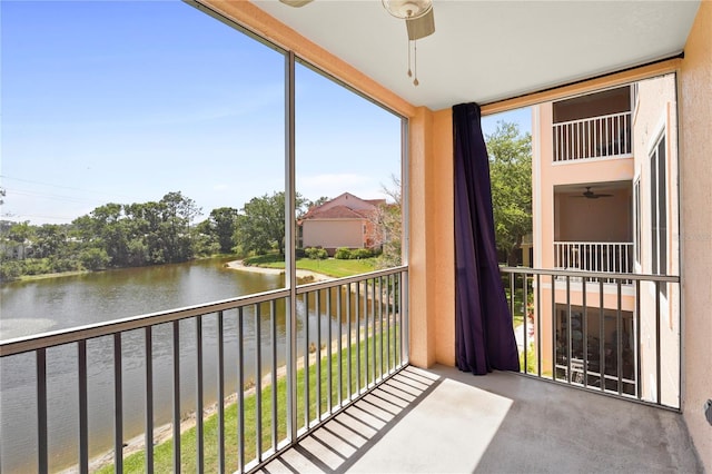 balcony with a water view