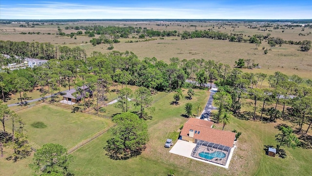 drone / aerial view featuring a rural view
