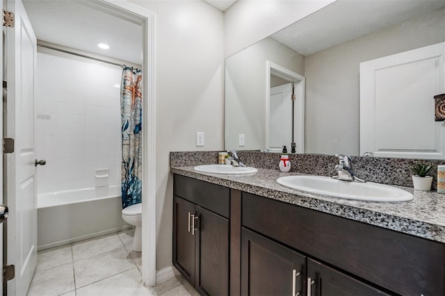 5426 Rainwood Meadows Dr, Apollo Beach, FL 33572 - full bath with a sink, tile patterned floors, double vanity, and toilet