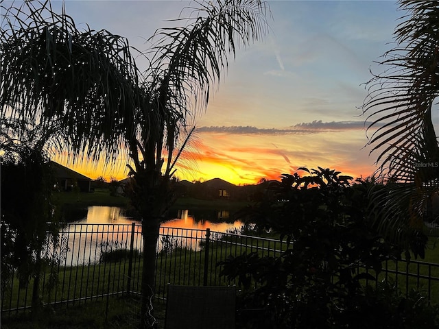 property view of water with fence