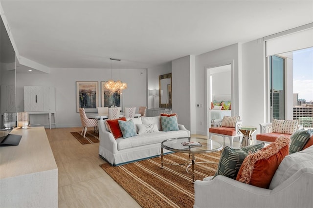 301 Quay Commons Unit 1610, Sarasota, FL 34236 - living area with a chandelier