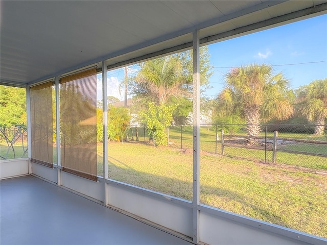 view of unfurnished sunroom