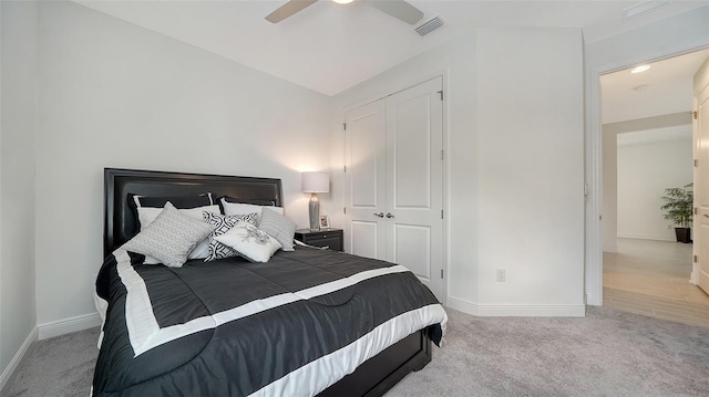 4725 Antrim Dr, Sarasota, FL 34240 - bedroom with a closet, baseboards, carpet, and ceiling fan