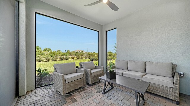 4725 Antrim Dr, Sarasota, FL 34240 - sunroom featuring outdoor lounge area and ceiling fan