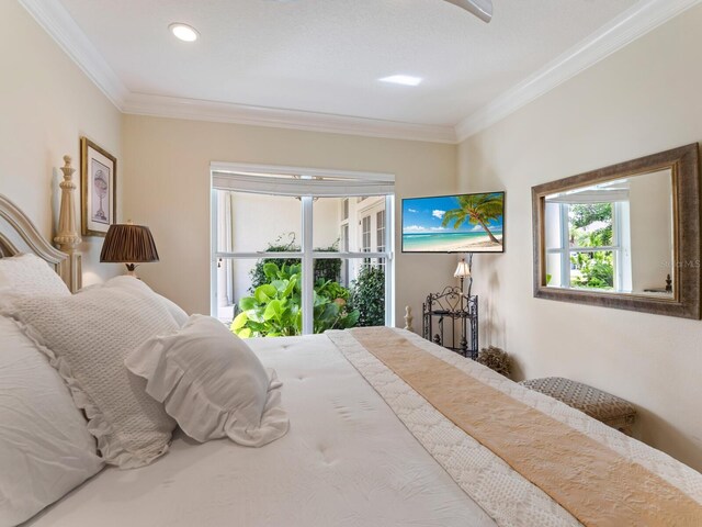 8687 Woodbriar Dr, Sarasota, FL 34238 - bedroom with crown molding and recessed lighting