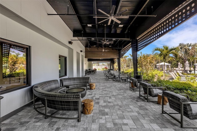 8355 Velda Trl, Sarasota, FL 34241 - view of patio featuring a ceiling fan and outdoor dining area