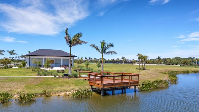 8355 Velda Trl, Sarasota, FL 34241 - dock with a yard, a water view, and a gazebo