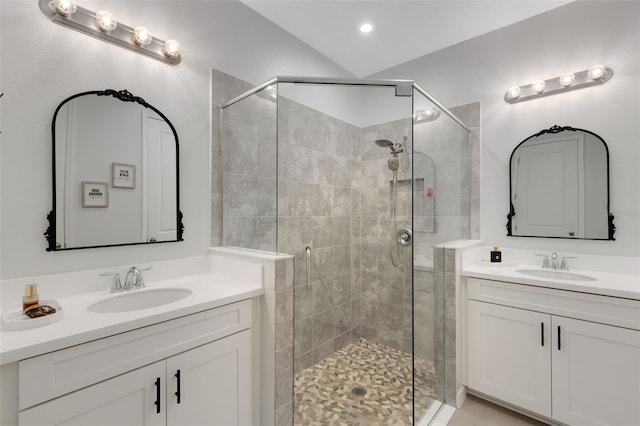 8355 Velda Trl, Sarasota, FL 34241 - bathroom with a shower stall and two vanities