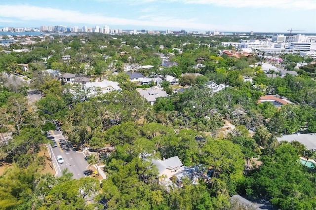 bird's eye view with a city view