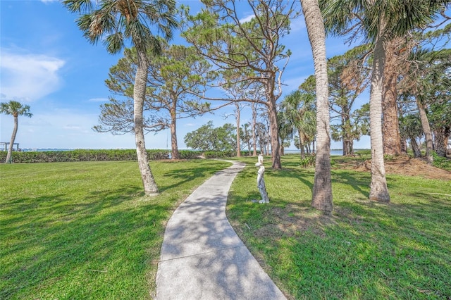 view of home's community featuring a lawn