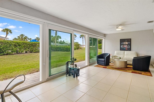 6940 W Country Club Dr N Unit V-77, Sarasota, FL 34243 - interior space with a textured ceiling, tile patterned flooring, and visible vents