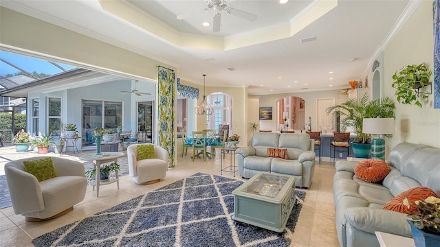 common area featuring ornamental molding and recessed lighting