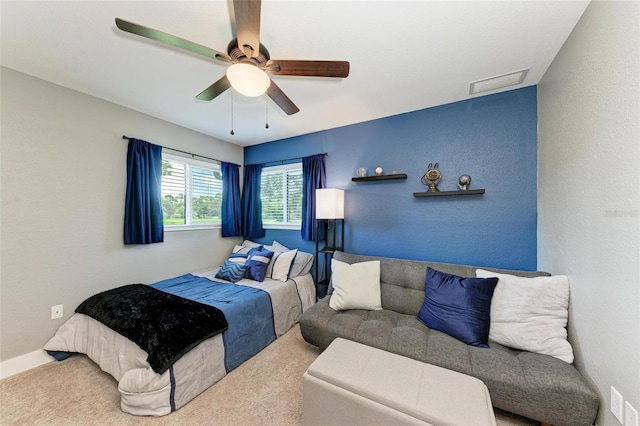 1103 134th St E, Bradenton, FL 34212 - bedroom featuring a ceiling fan, baseboards, and carpet flooring