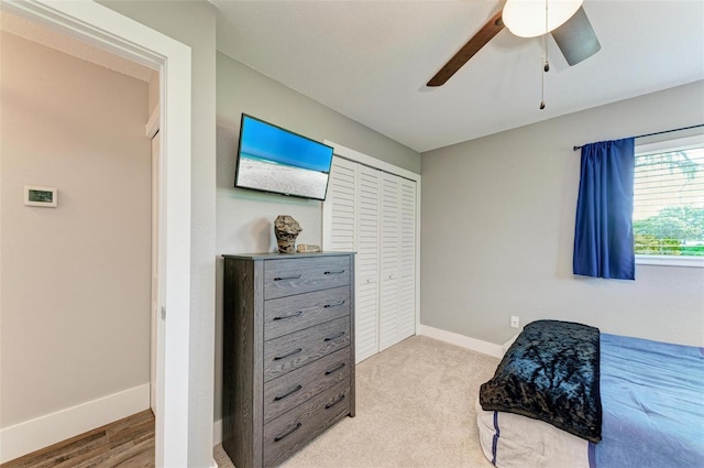 1103 134th St E, Bradenton, FL 34212 - bedroom featuring baseboards, ceiling fan, and a closet