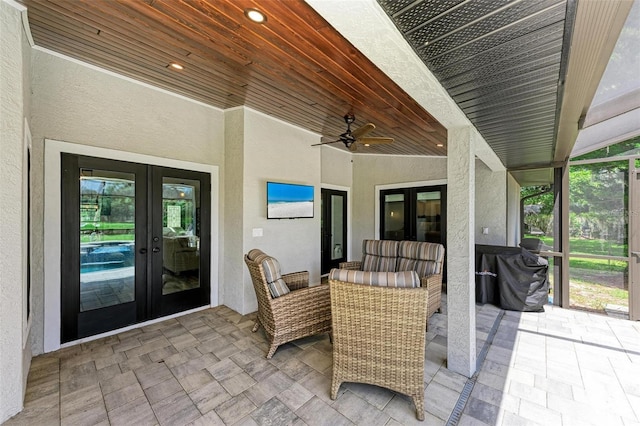 1103 134th St E, Bradenton, FL 34212 - view of patio / terrace featuring french doors and ceiling fan