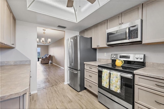 kitchen featuring visible vents, light countertops, and stainless steel appliances