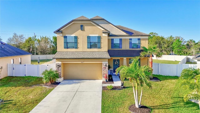 4010 Lindever Ln, Palmetto, FL 34221 - view of front of property with stucco siding, a garage, and concrete driveway