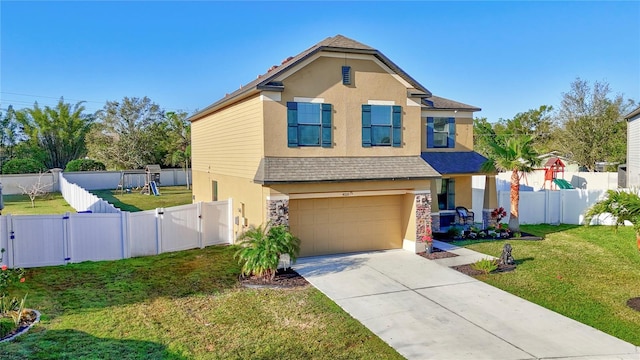 4010 Lindever Ln, Palmetto, FL 34221 - view of front of house featuring stucco siding, a garage, and driveway