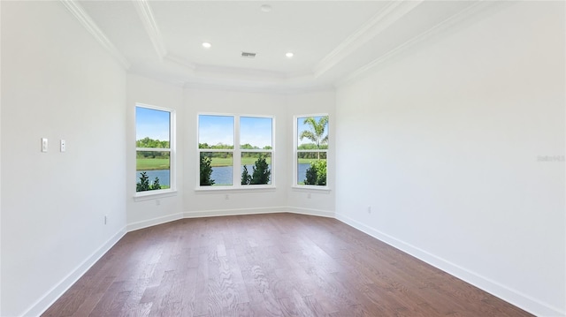15722 San Lazzaro Ave, Lakewood Ranch, FL 34211 - empty room with ornamental molding, visible vents, baseboards, and dark wood-type flooring