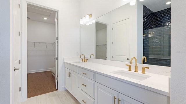 15722 San Lazzaro Ave, Lakewood Ranch, FL 34211 - full bath featuring a sink, a spacious closet, double vanity, and a stall shower