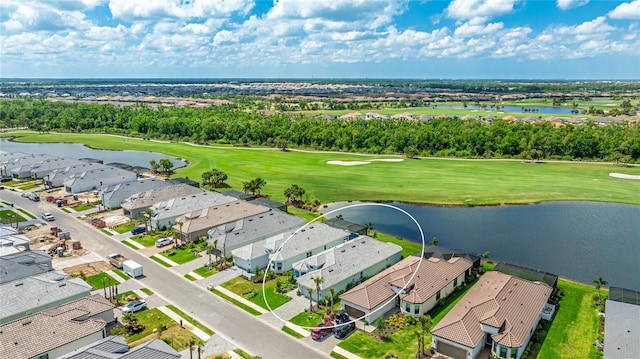 15722 San Lazzaro Ave, Lakewood Ranch, FL 34211 - drone / aerial view featuring a water view, view of golf course, and a residential view