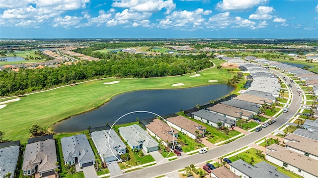 15722 San Lazzaro Ave, Lakewood Ranch, FL 34211 - birds eye view of property featuring golf course view, a residential view, and a water view