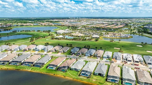 15722 San Lazzaro Ave, Lakewood Ranch, FL 34211 - drone / aerial view with a water view, golf course view, and a residential view