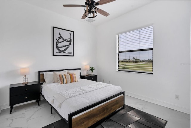 24017 Peppercorn Rd, Punta Gorda, FL 33955 - bedroom featuring marble finish floor, baseboards, and a ceiling fan