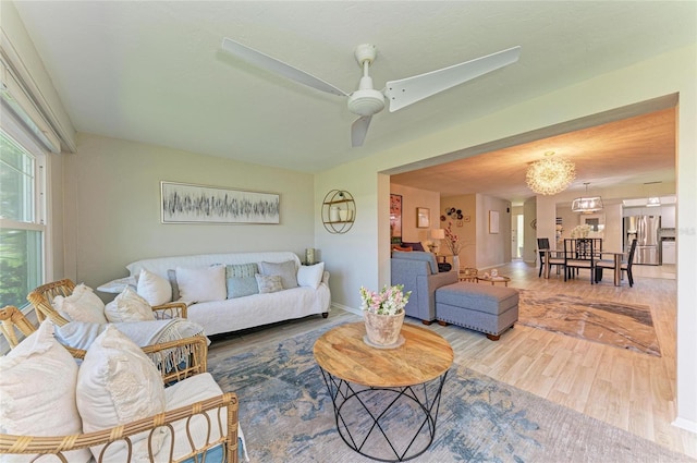 1622 Stafford Ln Unit 1205, Sarasota, FL 34232 - living room with wood finished floors and ceiling fan