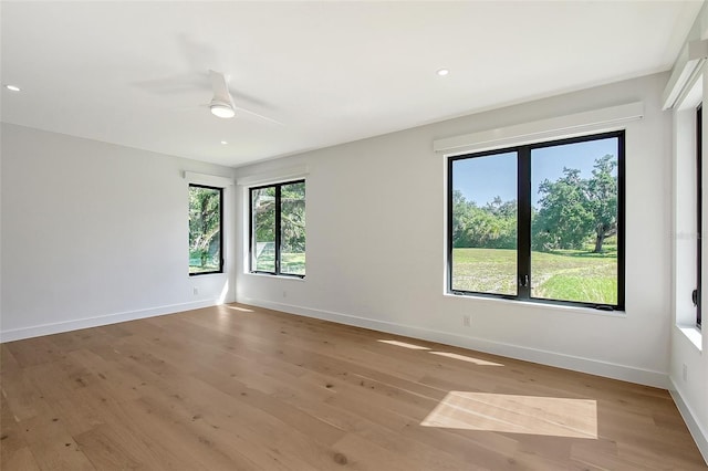 7200 Chameleon Way, Sarasota, FL 34241 - spare room with a ceiling fan, light wood-style flooring, baseboards, and recessed lighting
