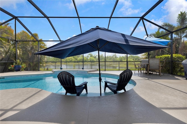 2918 130th Ave E, Parrish, FL 34219 - view of swimming pool with a patio, a lanai, and a water view
