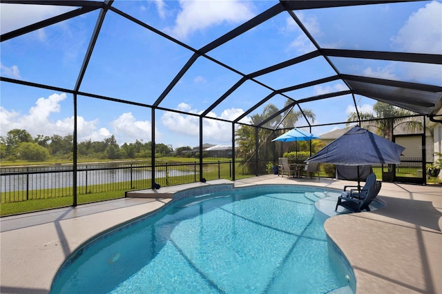2918 130th Ave E, Parrish, FL 34219 - view of pool featuring a water view, a patio, and a lanai