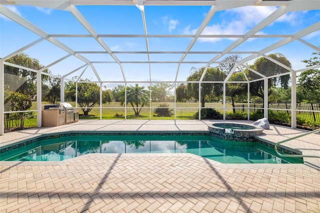 244 Dove Trl, Bradenton, FL 34212 - view of swimming pool featuring a patio area, a pool with connected hot tub, and a lanai
