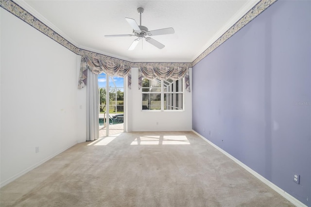 244 Dove Trl, Bradenton, FL 34212 - carpeted empty room featuring crown molding and a ceiling fan