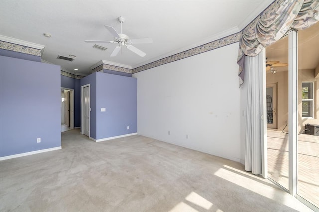 244 Dove Trl, Bradenton, FL 34212 - empty room with ceiling fan, carpet, and ornamental molding