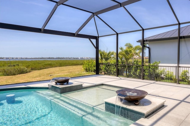 1613 4th St E, Palmetto, FL 34221 - outdoor pool featuring a patio and glass enclosure