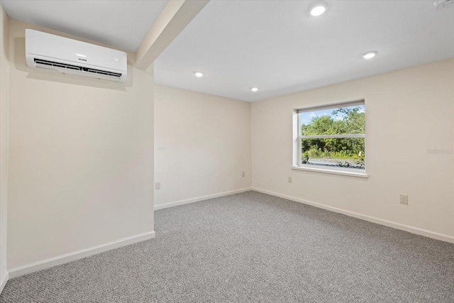 6718 68th Ave E, Bradenton, FL 34203 - spare room with baseboards, recessed lighting, carpet flooring, and a wall mounted air conditioner