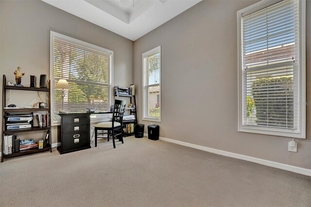 5009 Lake Overlook Ave, Bradenton, FL 34208 - office area with carpet flooring, baseboards, and ceiling fan